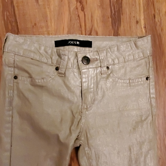 Joe's Jeans Sz10 Girls Metallic Gold Skinny Denim - Picture 4 of 5